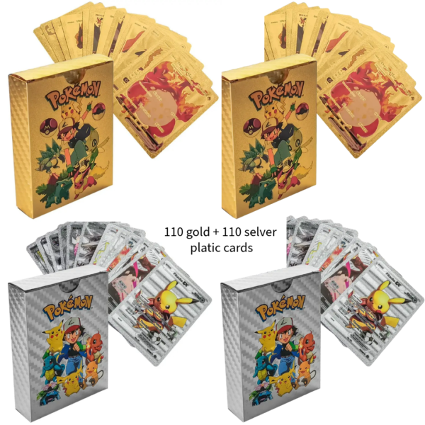 Pokemon cards gold 110 silver 110 plastic material
