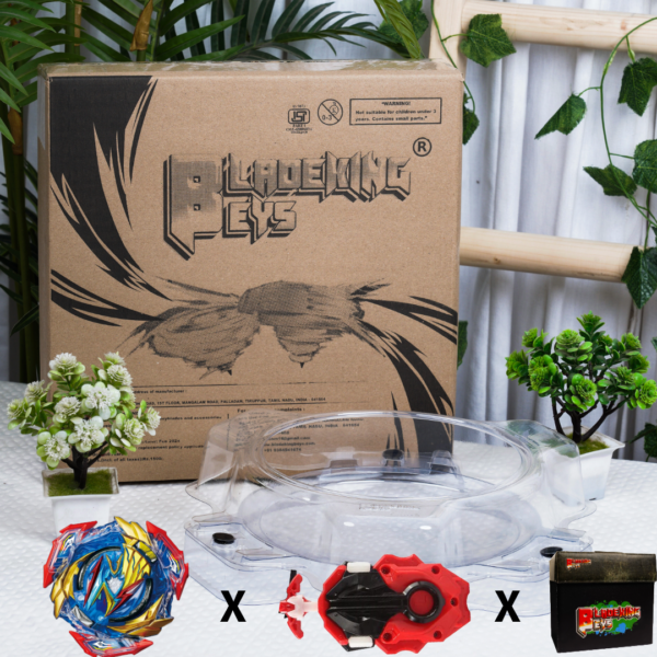 BLADEKING BEYS Beystadium – B193 Ultimate Valkyrie Legacy Variable'-9 + DB Launcher LR + New Unbreakable Transparent Material Suitables For Metal-Fusion, Turboo, Dynamite Battle And Burstultimate Blade With Large Battle Areas, For Kids