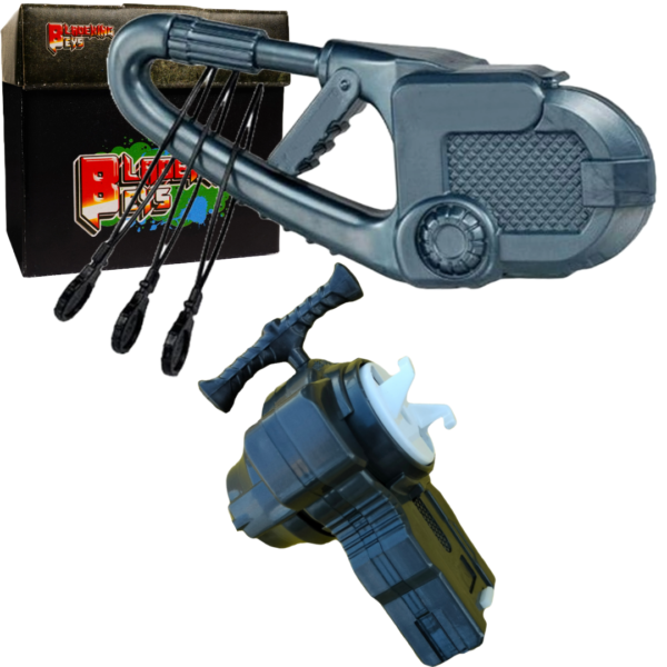 BLADEKING BEYS Carabiner-Grip for Metal Blade launchers + Fury String Launcher + Toy Storage Box