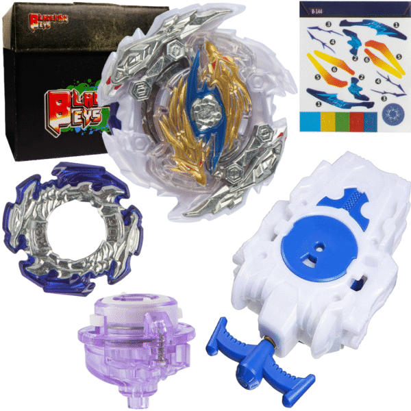 BLADEKING BEYS String Launcher Set- B144White Zwei Longinus Drake Spiral' Metsu + 1 Way String Launcher + Toy Storage Box