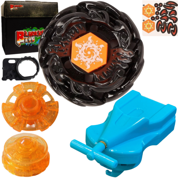 BLADEKING BEYS BB 00-145 Black Sol' Blaze' V145AS + 1 Way String Launcher (Right Spin) + Toy Storage Box