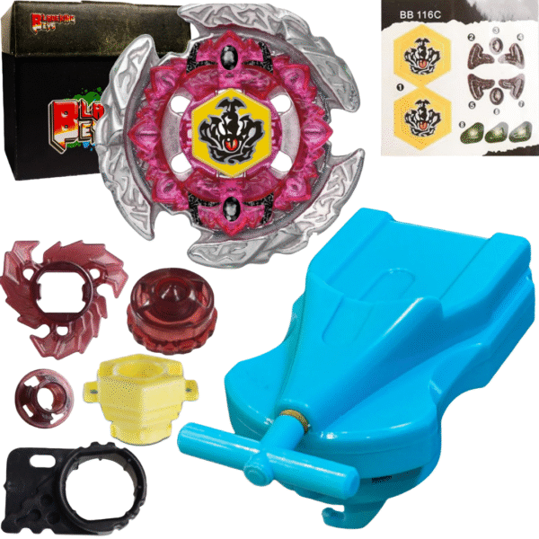 BLADEKING BEYS BB116 Hell Crown 130FB +1 Way String Launcher (Right Spin) + Toy Storage Box