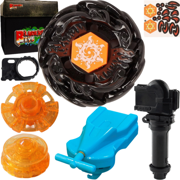 BLADEKING BEYS BB 00-145 Black Sol' Blaze' V145AS + 1 Way String Launcher (Right Spin) + Toy Storage Box