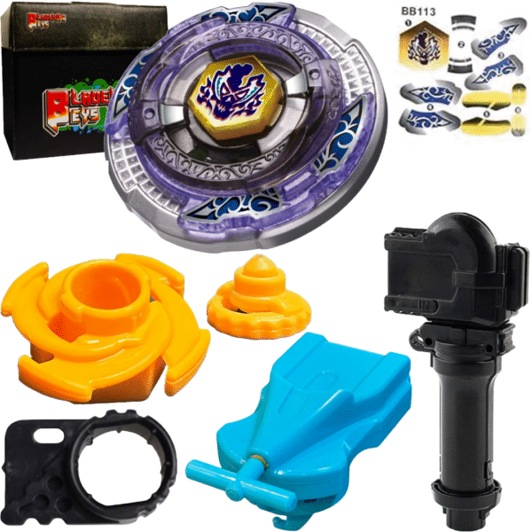 BLADEKING BEYS BB113 Scyth' Krono' T125EDS + 1 Way String Launcher (Right Spin)+Toy Storage Box