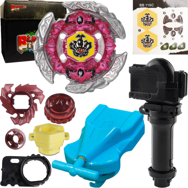 BLADEKING BEYS BB116 Hell Crown 130FB +1 Way String Launcher (Right Spin) + Toy Storage Box