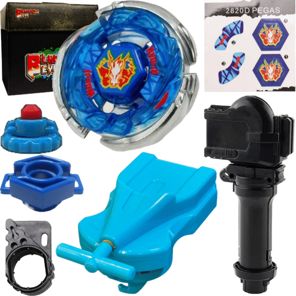 BLADEKING BEYS BB28 Stom' Pegasis 105RF + 1 Way String Launcher (Right Spin) + Toy Storage Box