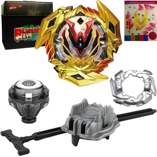 BLADEKING BEYS Pull Rule Launcher Kit- B00-104 Gold Winning Valkyrie 12 Volcanic (Gold) + LR Pull Rule Launcher + Toy Storage Box