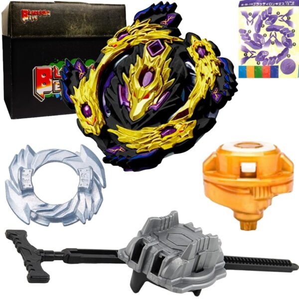 BLADEKING BEYS Pull Rule Launcher Kit- B00-110 Black Bloody Longinus 13 Jolt (Black) + LR Pull Rule Launcher + Toy Storage Box