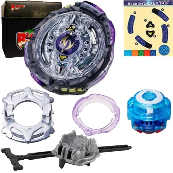 BLADEKING BEYS Pull Rule Launcher Kit- B102 Twin Nemesis 3Hit Ultimate Reboot + LR Pull Rule Launcher + Toy Storage Box