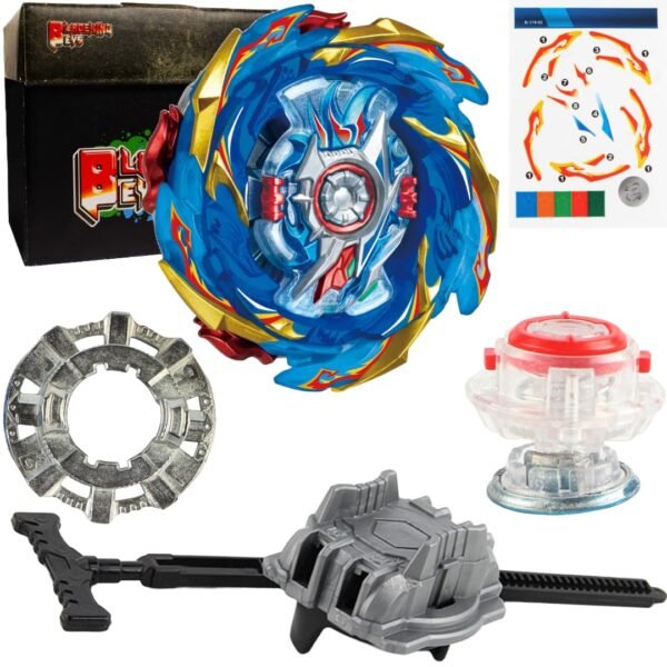 BLADEKING BEYS Pull Rule Launcher Kit- B174-02 Helios Volcano Ou Zone + LR Pull Rule Launcher + Toy Storage Box