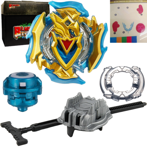 BLADEKING BEYS Pull Rule Launcher Kit- B00-105 Gold Z Achiless 11 Xtend (Gold) + LR Pull Rule Launcher + Toy Storage Box