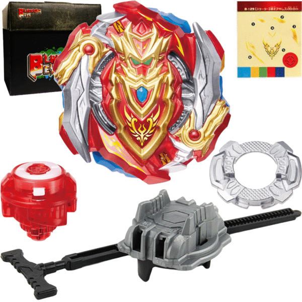 BLADEKING BEYS Pull Rule Launcher Kit- B129 Cho-Z Achiless 0 Dimension + LR Pull Rule Launcher + Toy Storage Box