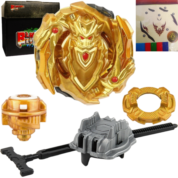 BLADEKING BEYS Pull Rule Launcher Kit- B00-129 Gold Cho-Z Achiless 0 Dimension (Gold) + LR Pull Rule Launcher + Toy Storage Box