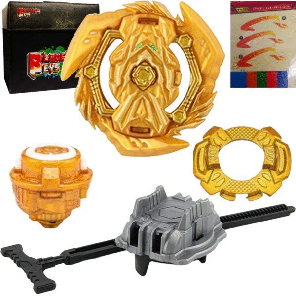 BLADEKING BEYS Pull Rule Launcher Kit- B00-134 Gold Slash' Valkyrie Blitz' Power Retsu (Gold) + LR Pull Rule Launcher + Toy Storage Box